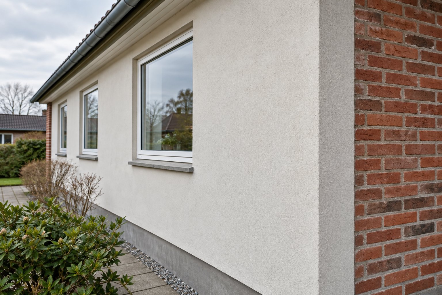 Pudsning af facade i et hus fra 1960erne